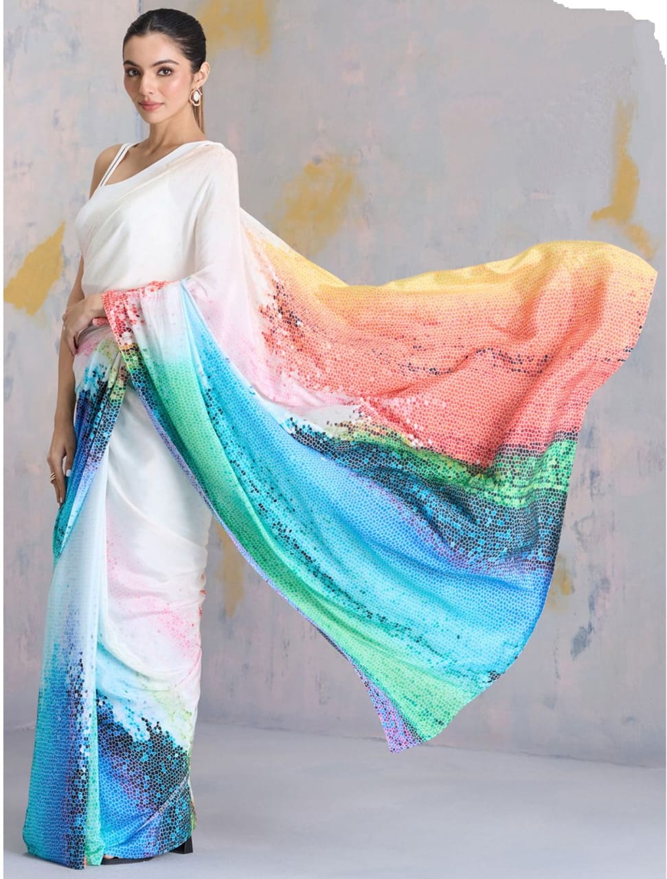 Original Japan Satin Digital Print Saree_650SS