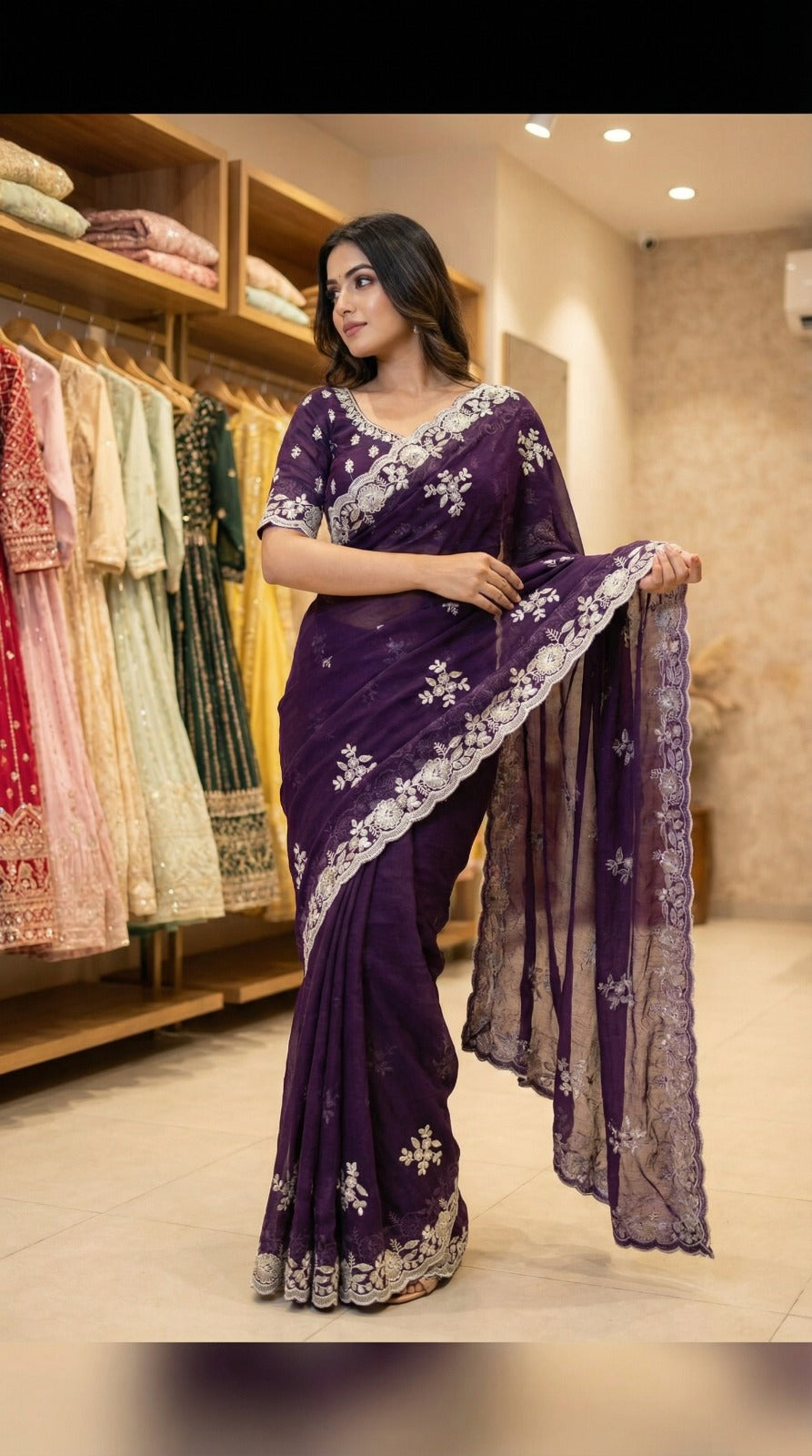 Crush Silk Sequins Embroidery Saree – Ena_1250SSVF