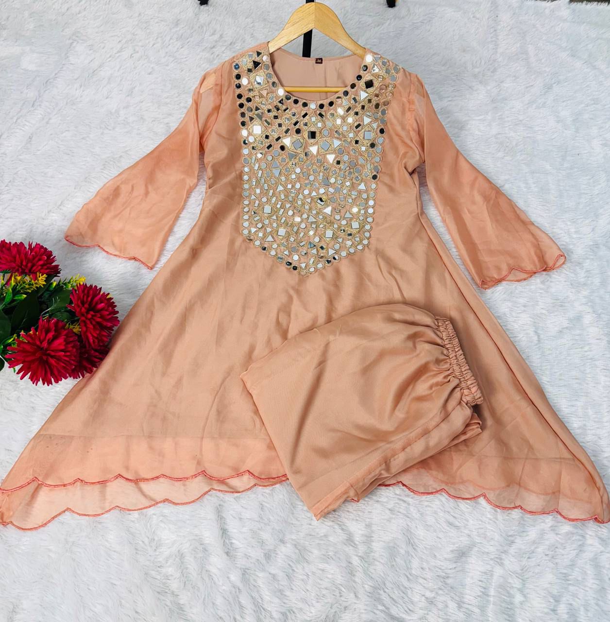 Designer Tebby Silk Embroidered Co-Ord Set for Women with Mirror Work – Festive Wear_ssvf_F4U 1048