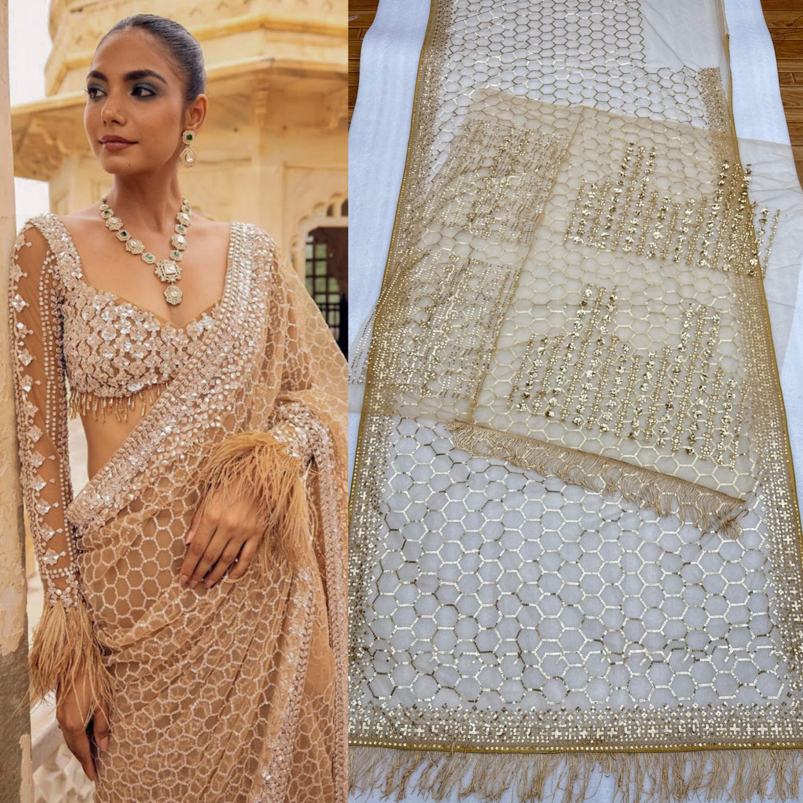 Mono Net Heavy Sequins Embroidery Saree_999SS