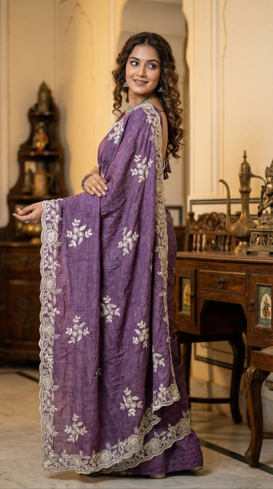 Crush Silk Sequins Embroidery Saree – Ena_1250SSVF
