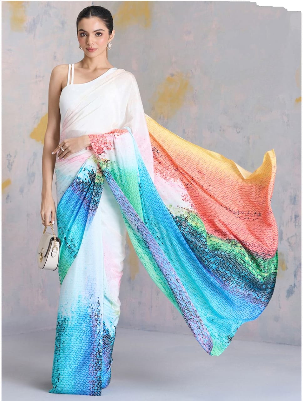 Original Japan Satin Digital Print Saree_650SS