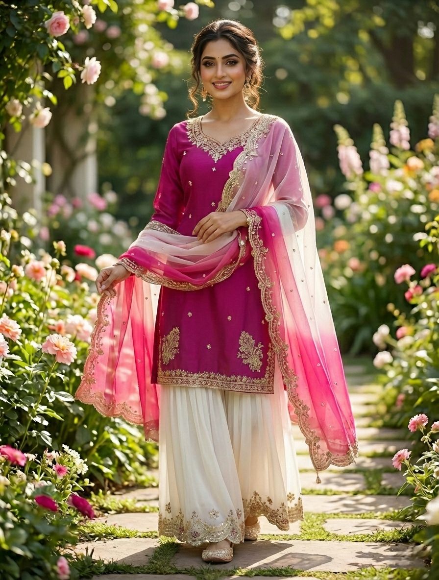 French Crepe Embroidered Kurti Set with Organza Dupatta ssvf_jL1041.1299
