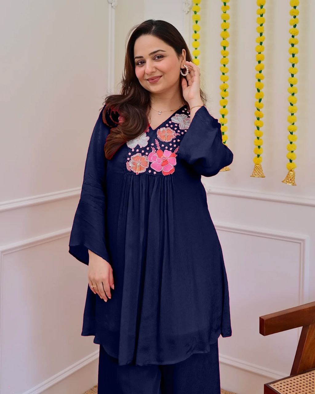 Elegant Festive Georgette Co-Ord Set for Women with Embroidery Work – Party & Daily Wear_ssvf (M to 3XL)