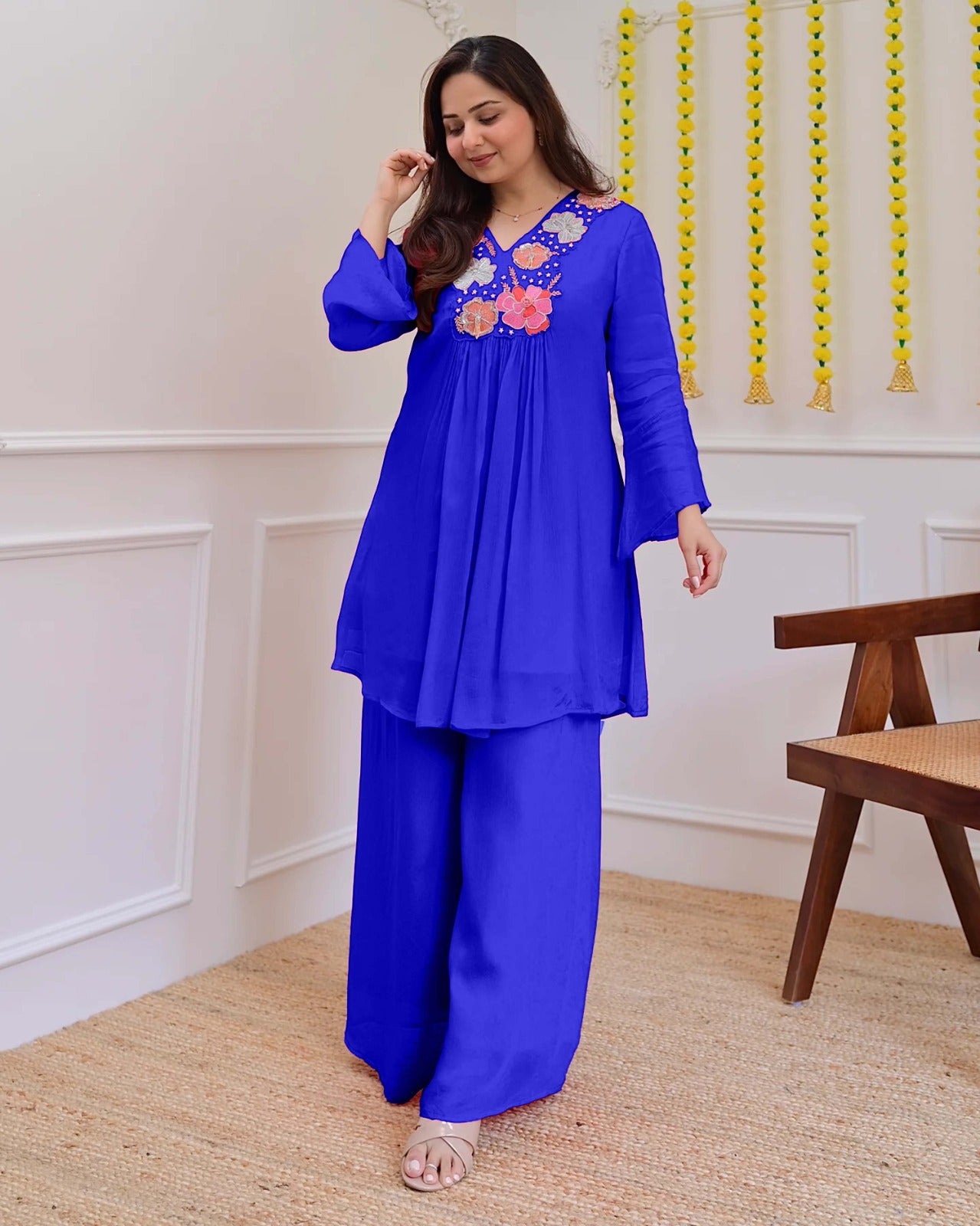 Elegant Festive Georgette Co-Ord Set for Women with Embroidery Work – Party & Daily Wear_ssvf (M to 3XL)