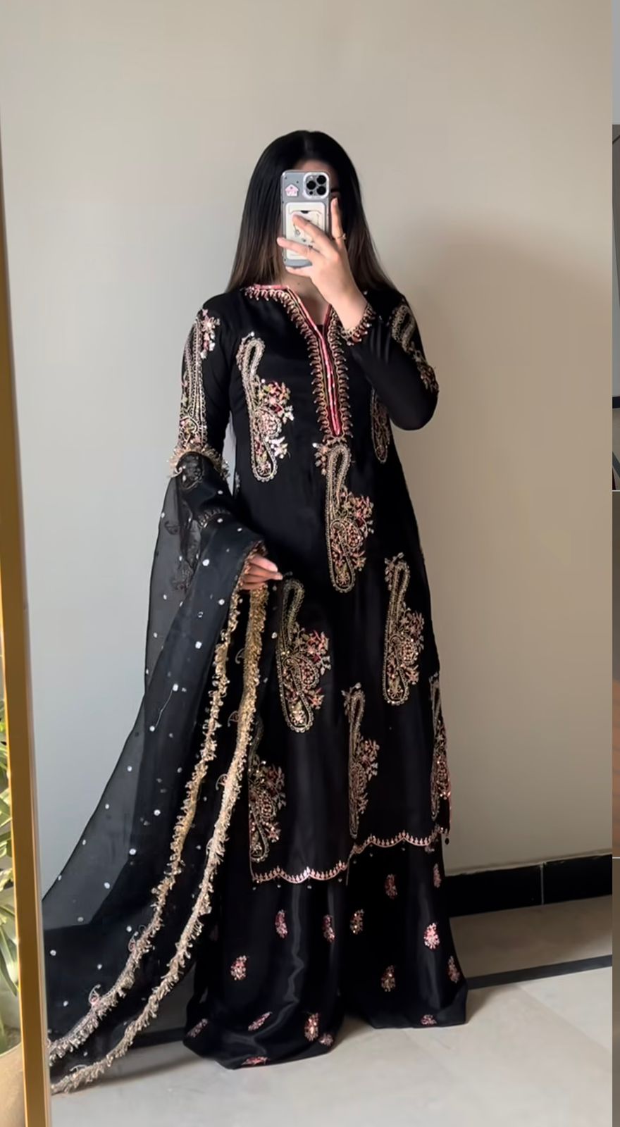 Heavy Chinon Embroidered Kurti Plazzo Set ssvf_jf035.1149