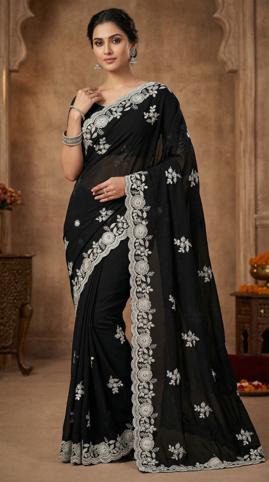 Crush Silk Sequins Embroidery Saree – Ena_1250SSVF