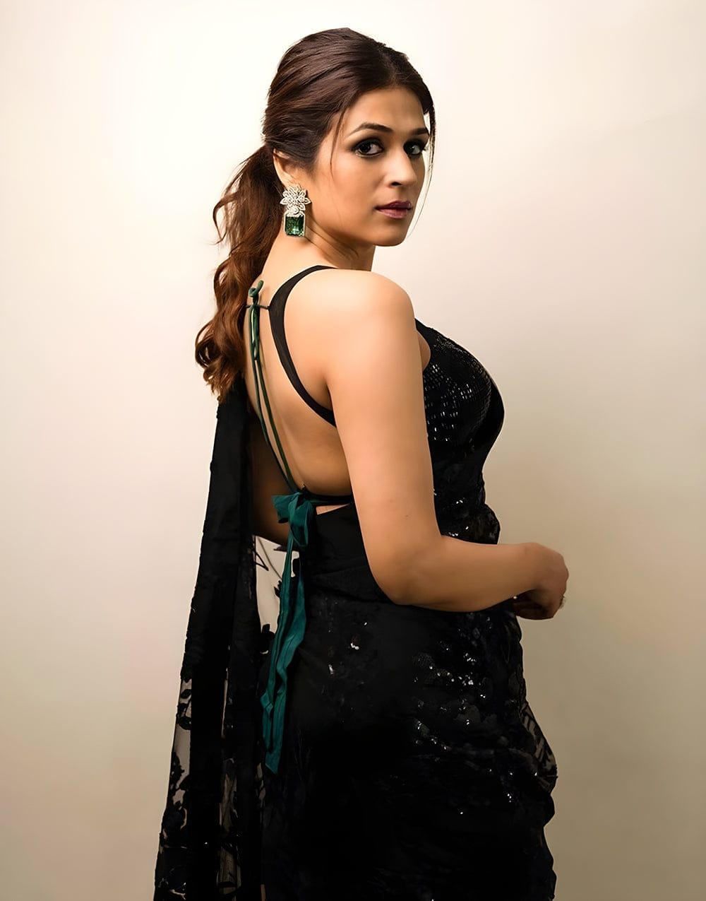 Black Diamond Georgette Multi Embroidery Saree_599SSV