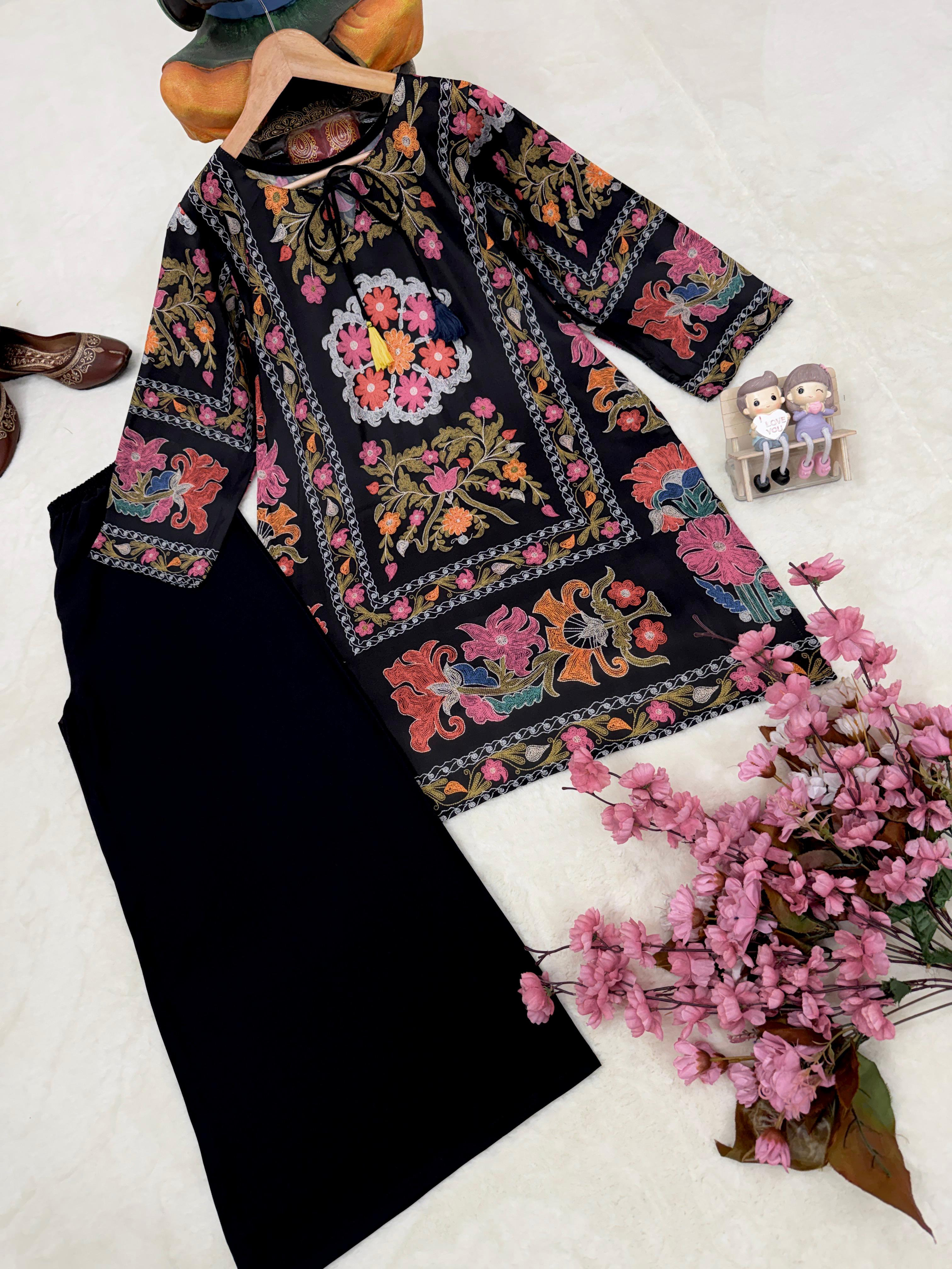 Elegant Black Magic Cotton Co-Ord Set with Palazzo | Premium Women's Casual & Ethnic Wear_ssf850