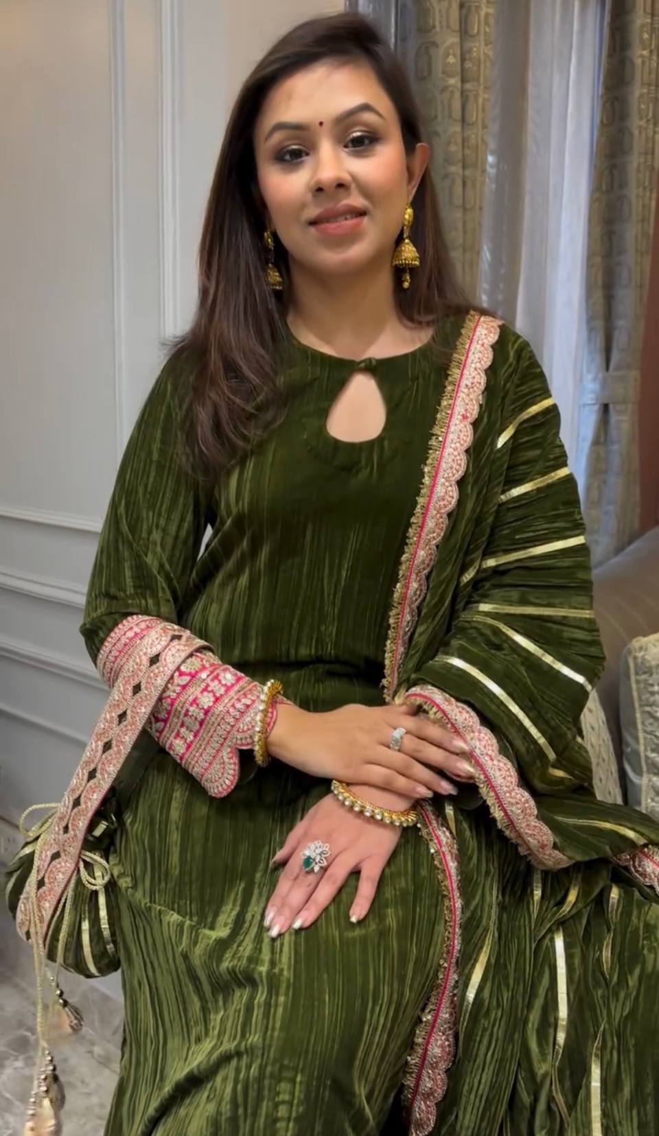 Designer Velvet Embroidered Top & Pant Set with Fancy Dupatta | Premium Party Wear
