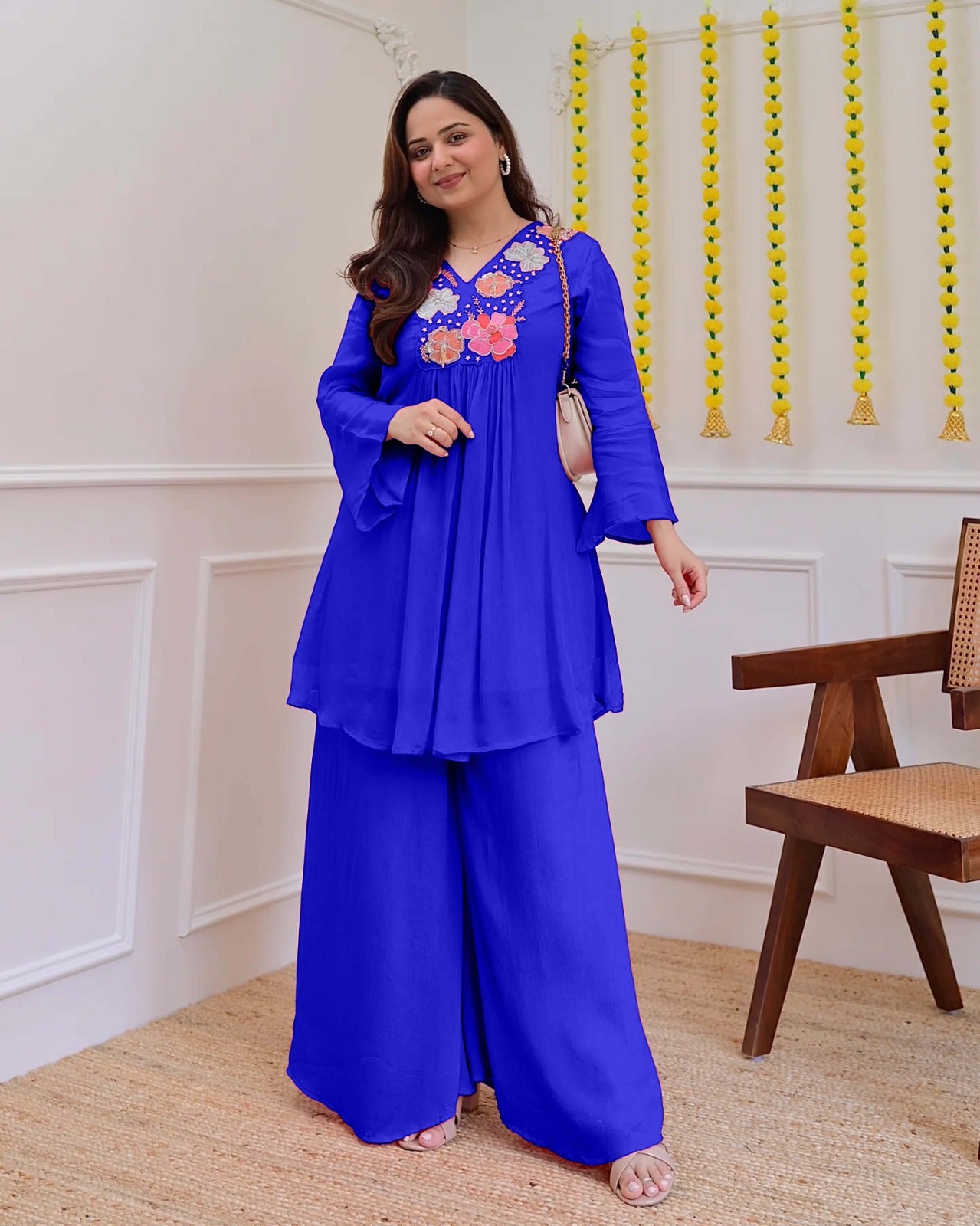 Elegant Festive Georgette Co-Ord Set for Women with Embroidery Work – Party & Daily Wear_ssvf (M to 3XL)
