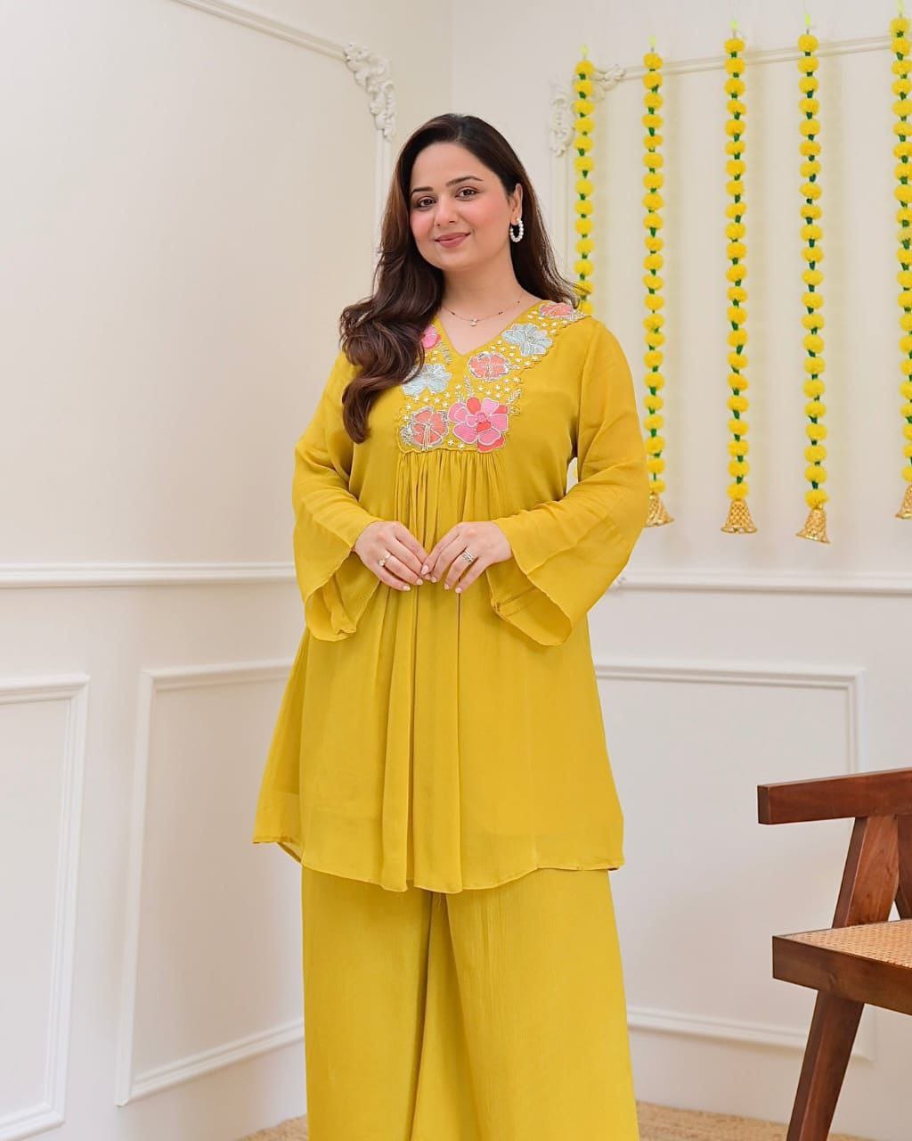 Elegant Festive Georgette Co-Ord Set for Women with Embroidery Work – Party & Daily Wear_ssvf (M to 3XL)