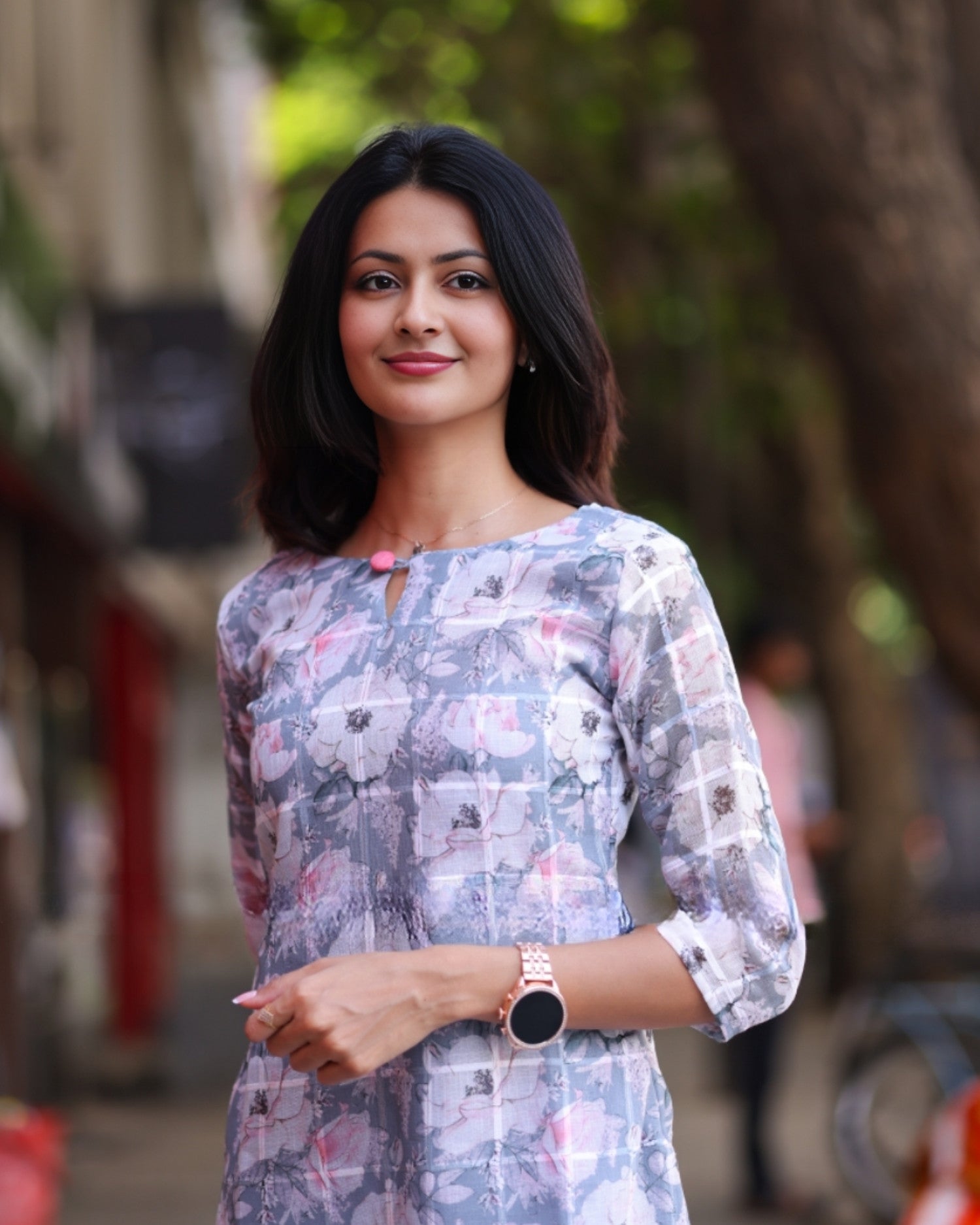 Grey Flower Kurti