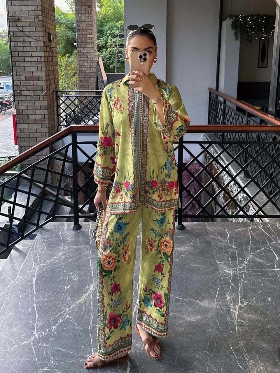 Printed Crepe Cord Set for Women YD_040_599