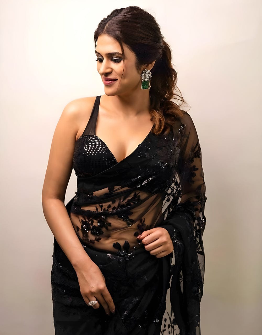 Black Diamond Georgette Multi Embroidery Saree_599SSV