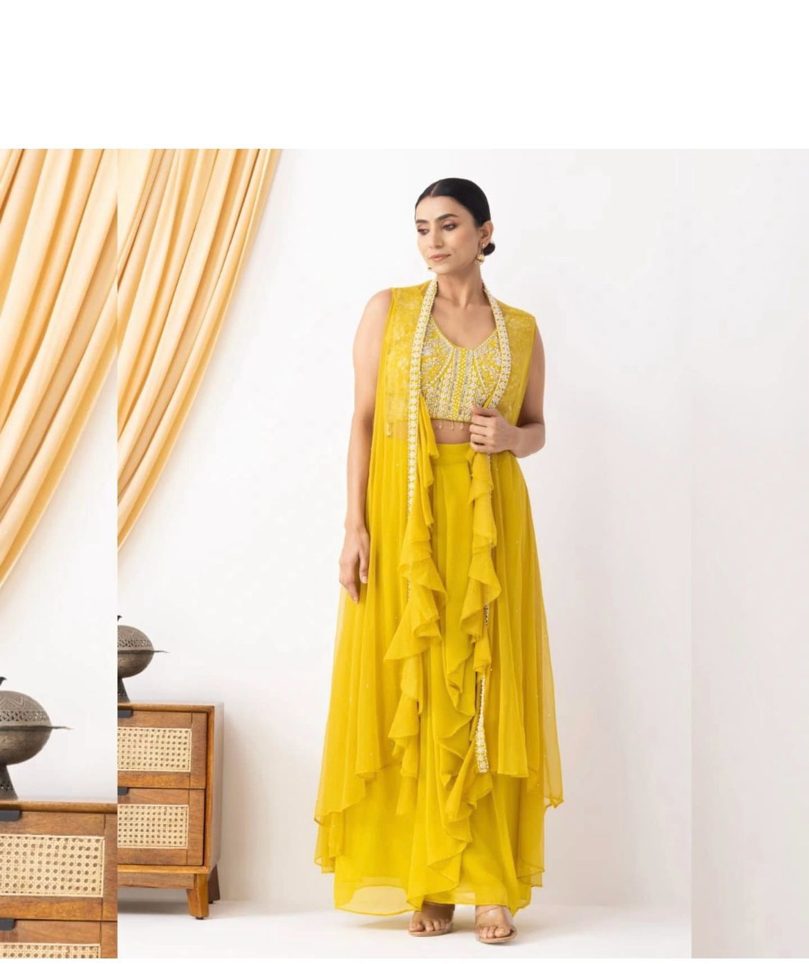 Trendy 3-Piece Handwork Western Outfit for Wedding Season (Blouse + Dhoti + Koti)ssvf.BE332_599