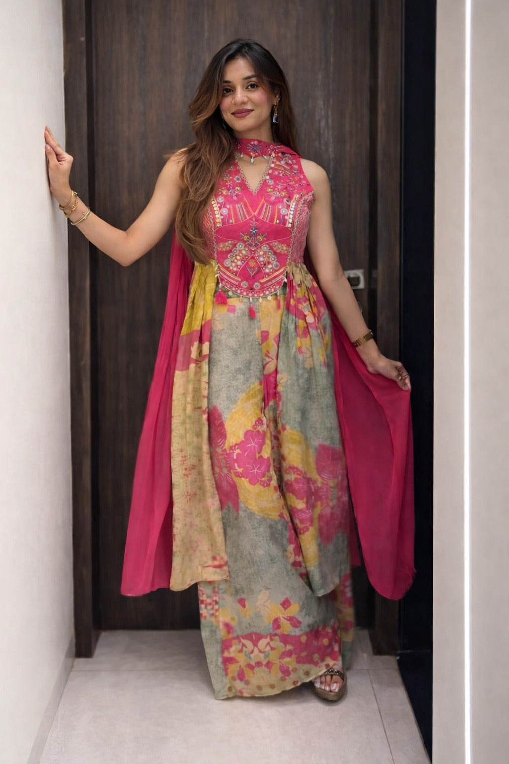 Premium Pure Chinon Wedding Kurti Set for Women with Hand Work & Chiffon Dupatta_ssvf.1120