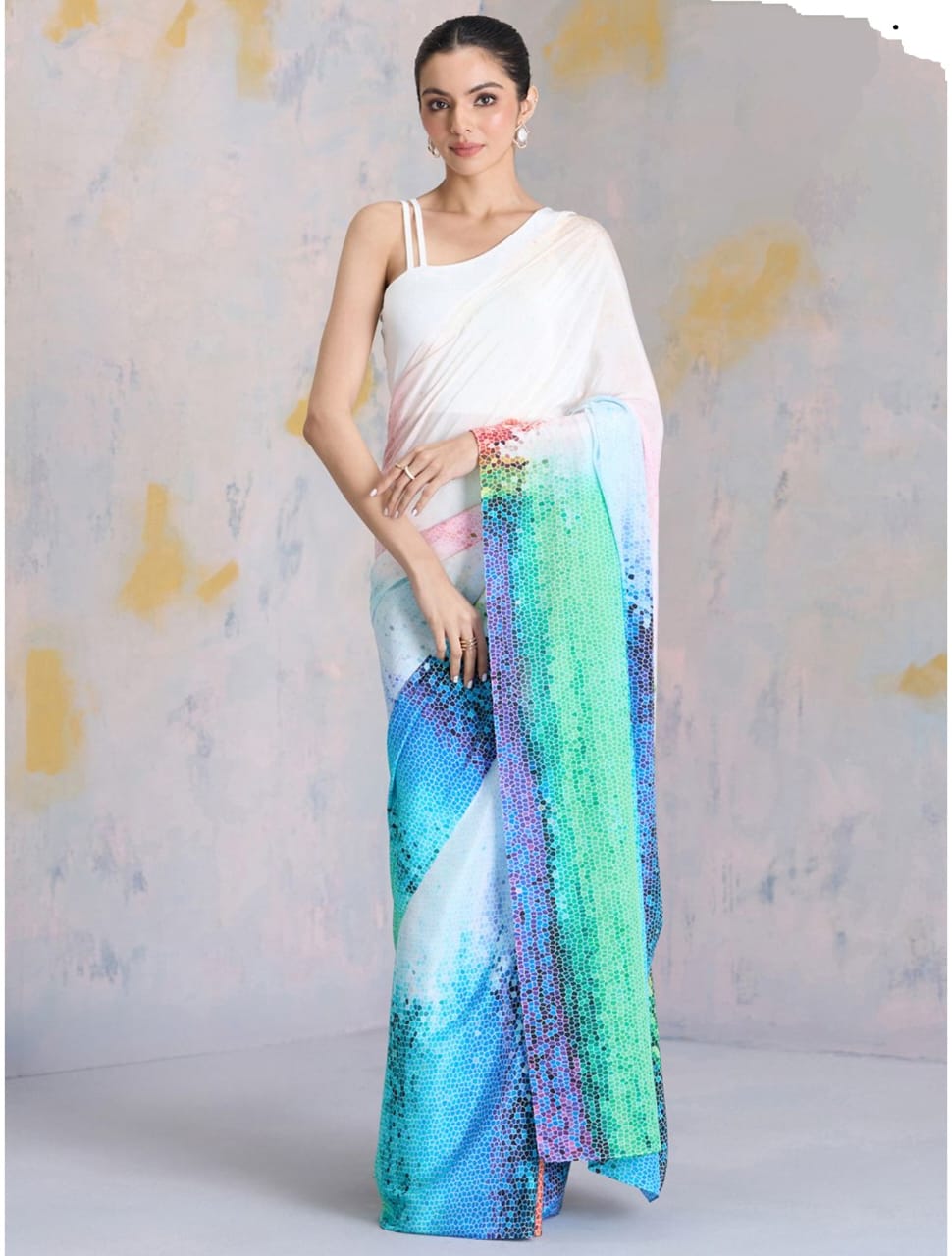 Original Japan Satin Digital Print Saree_650SS