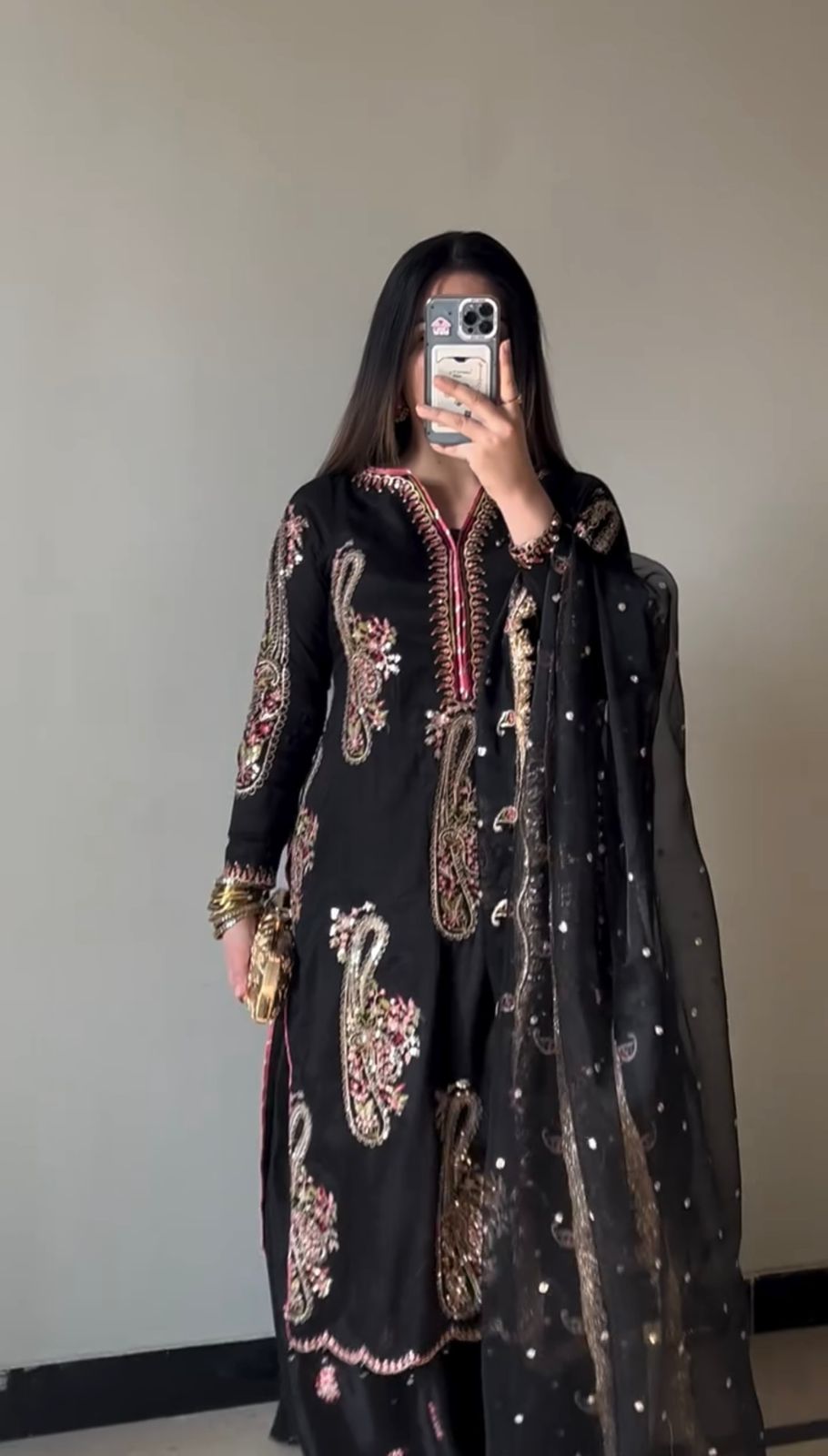 Heavy Chinon Embroidered Kurti Plazzo Set ssvf_jf035.1149