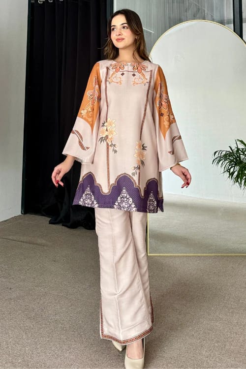 Designer Digital Print Co-Ord Set for Women in Rayon Cotton with Ankle Length Pants(ssvf_650)