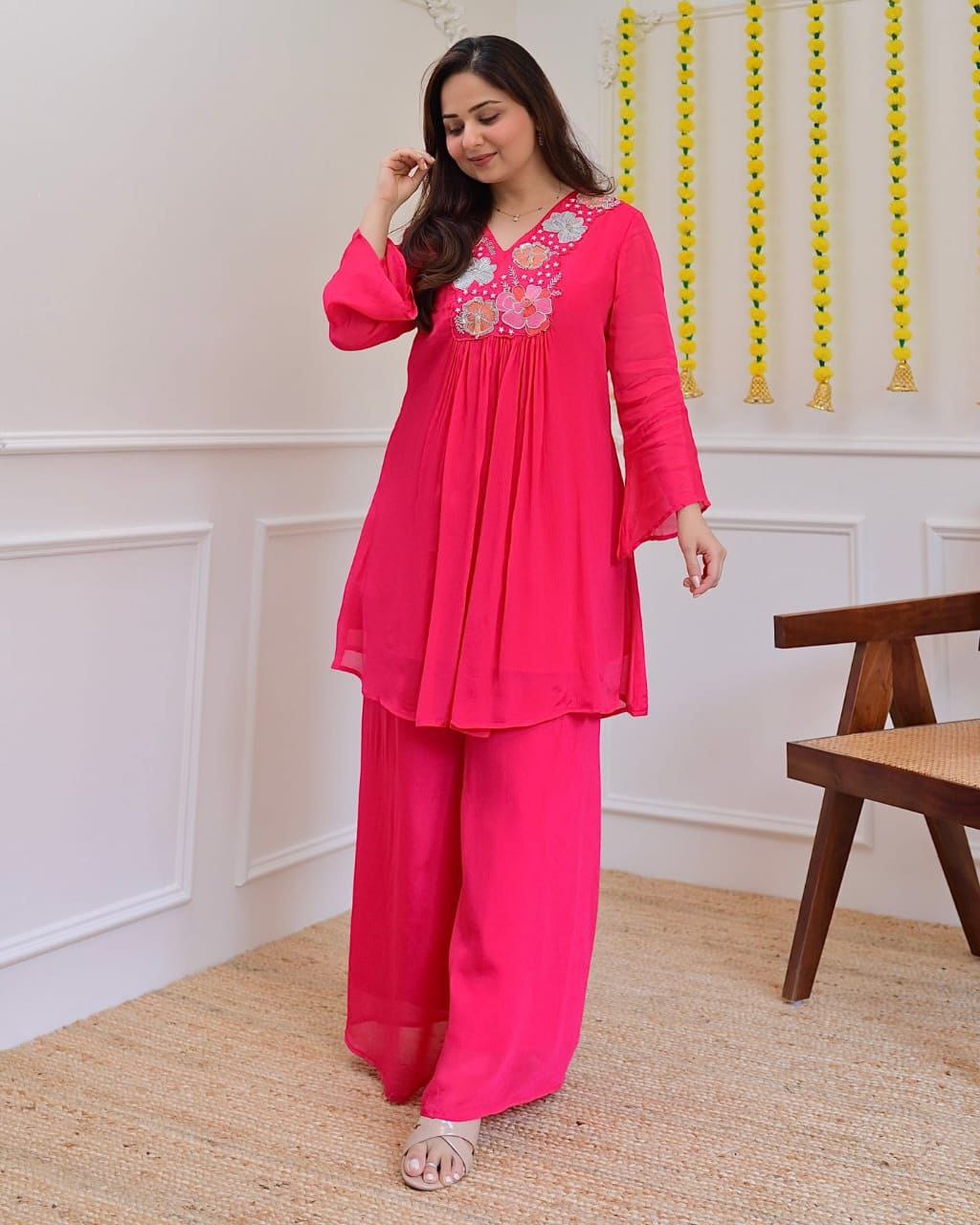 Elegant Festive Georgette Co-Ord Set for Women with Embroidery Work – Party & Daily Wear_ssvf (M to 3XL)