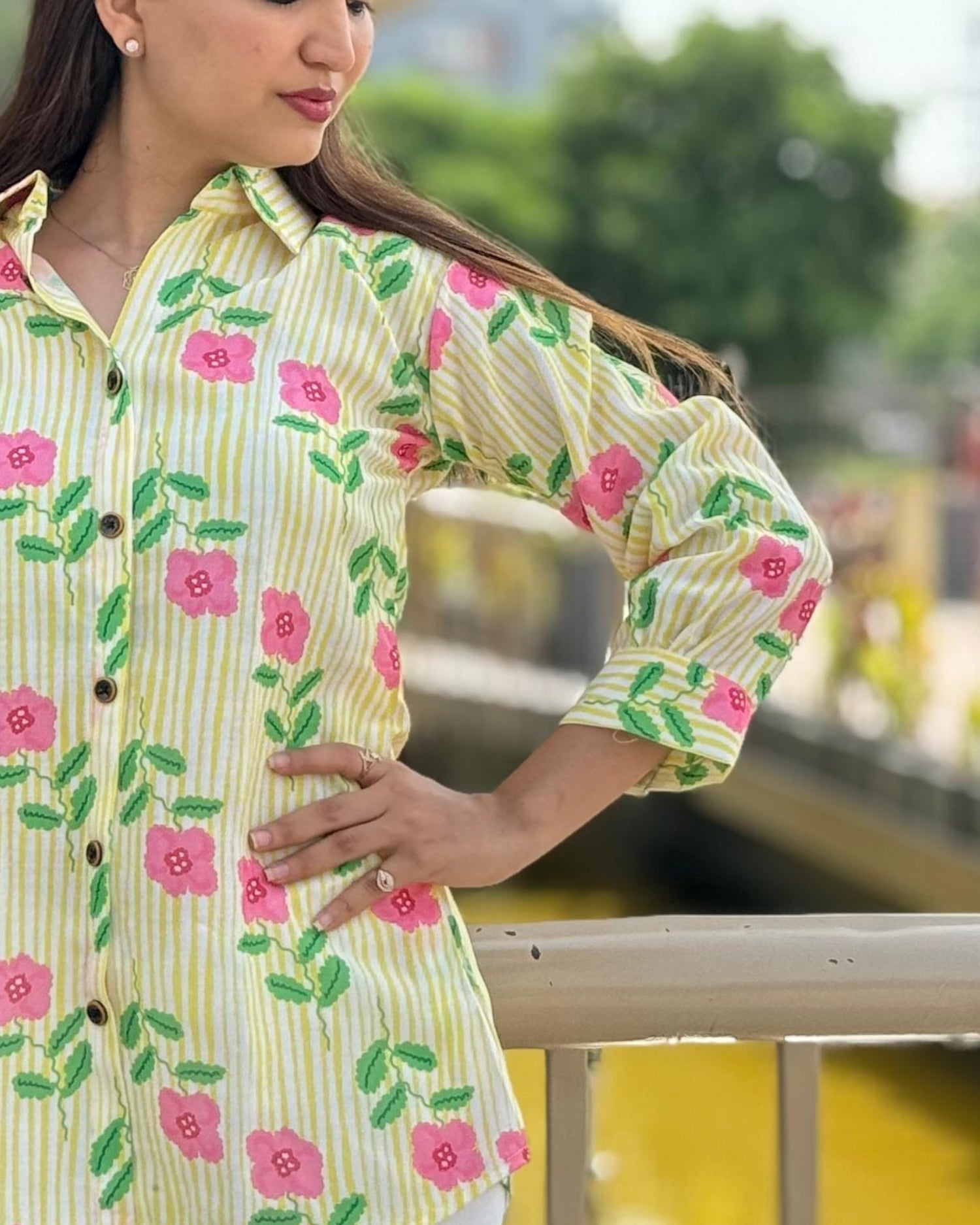 Yellow Flower Cotton Short Top