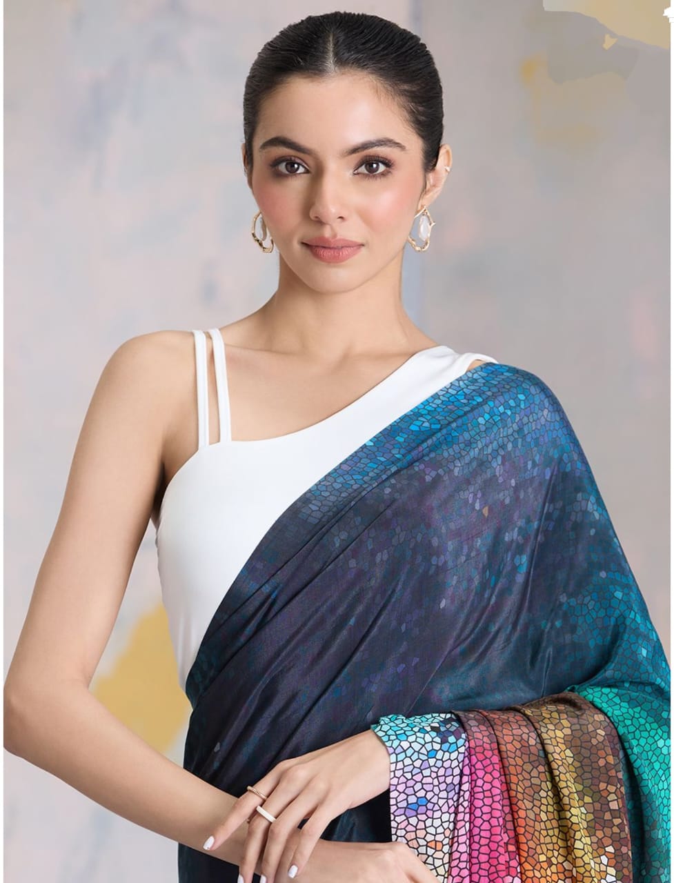 Original Japan Satin Digital Print Saree_650SS