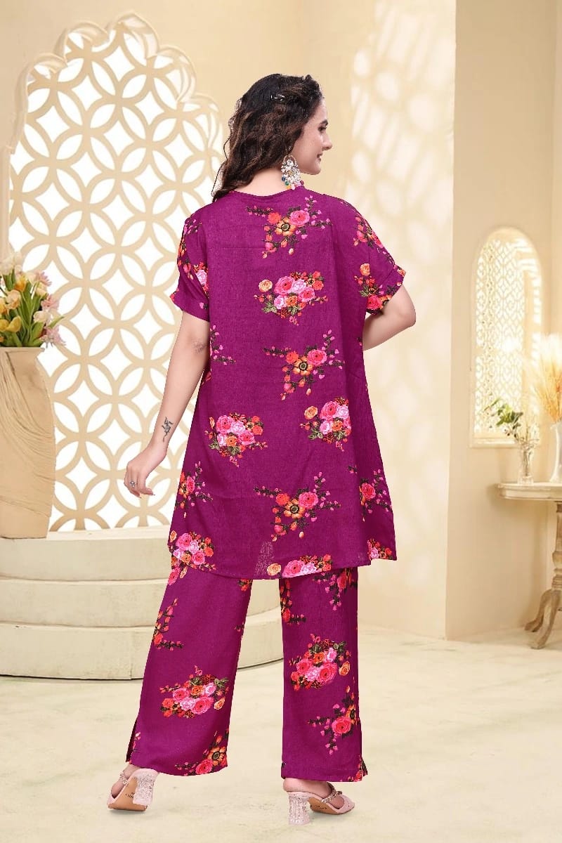 Printed Co-Ord Set for Women V Neck ssvf_Code 697/689