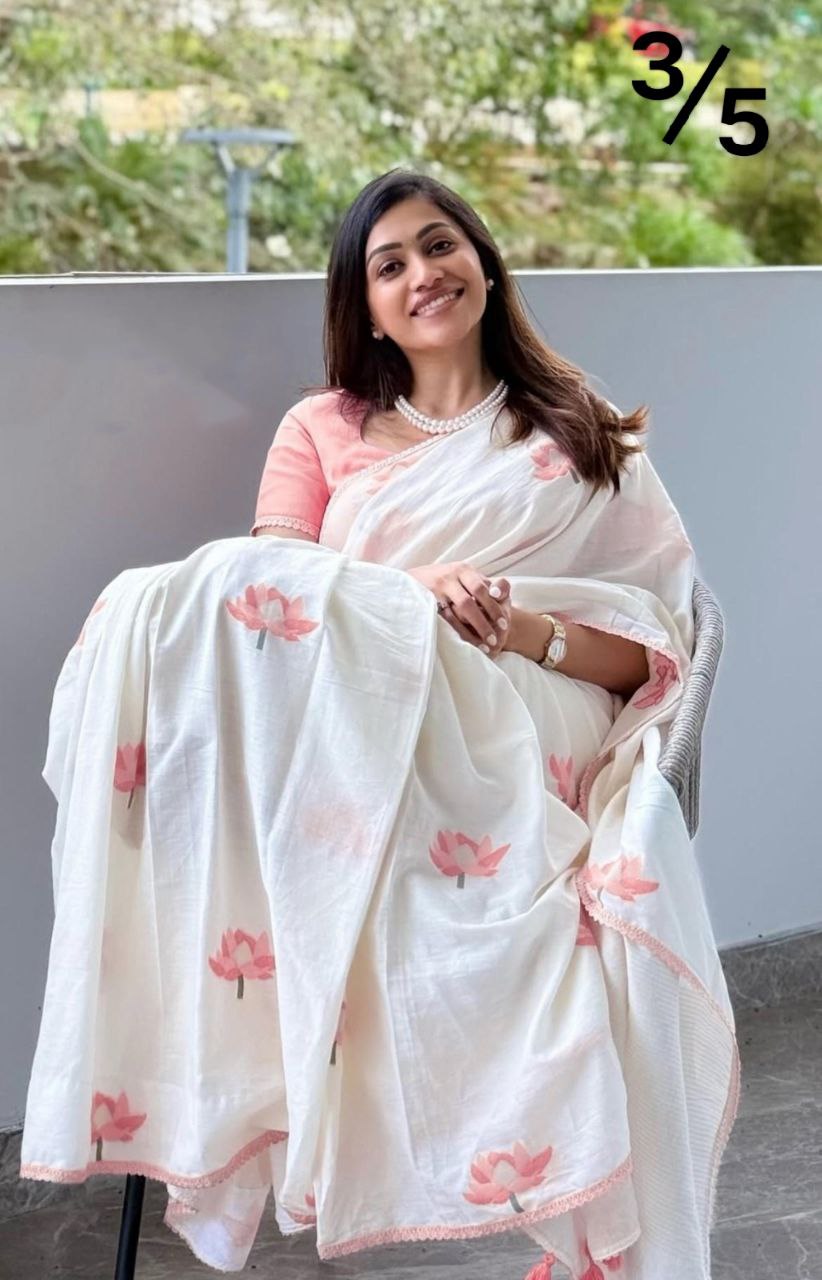 Soft Linen Digital Print Saree with Fancy Lace Border – MG589_599SSV