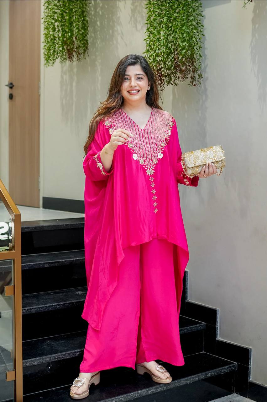 Designer Heavy Chinon Embroidered Kaftan Cord Set | Party & Festive Wear (2 Pc Set)
