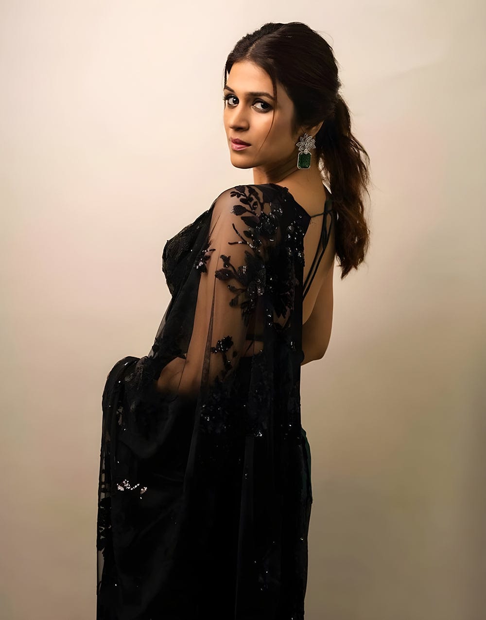 Black Diamond Georgette Multi Embroidery Saree_599SSV