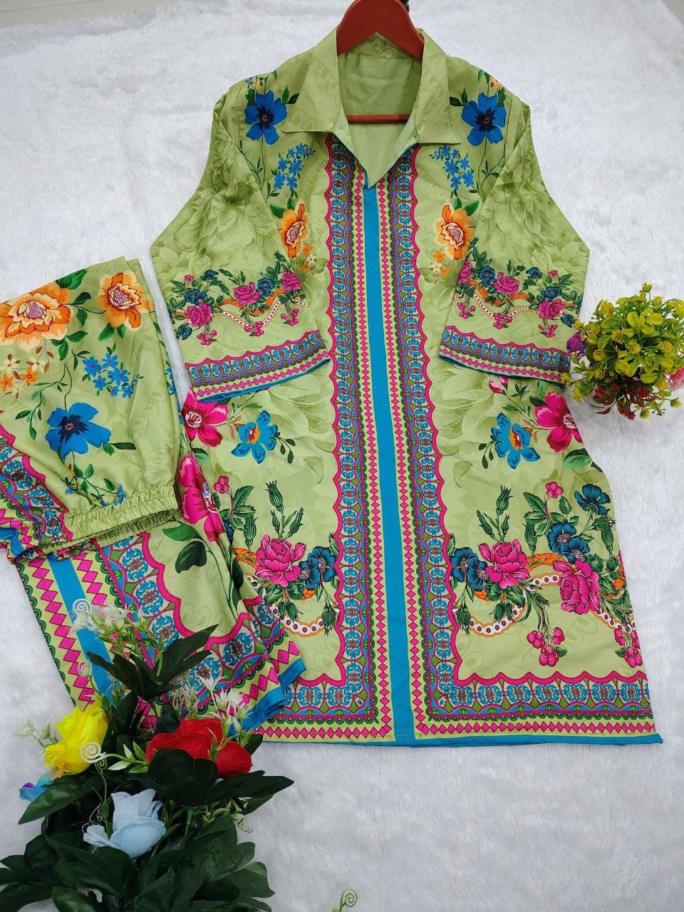 Printed Crepe Cord Set for Women YD_040_599