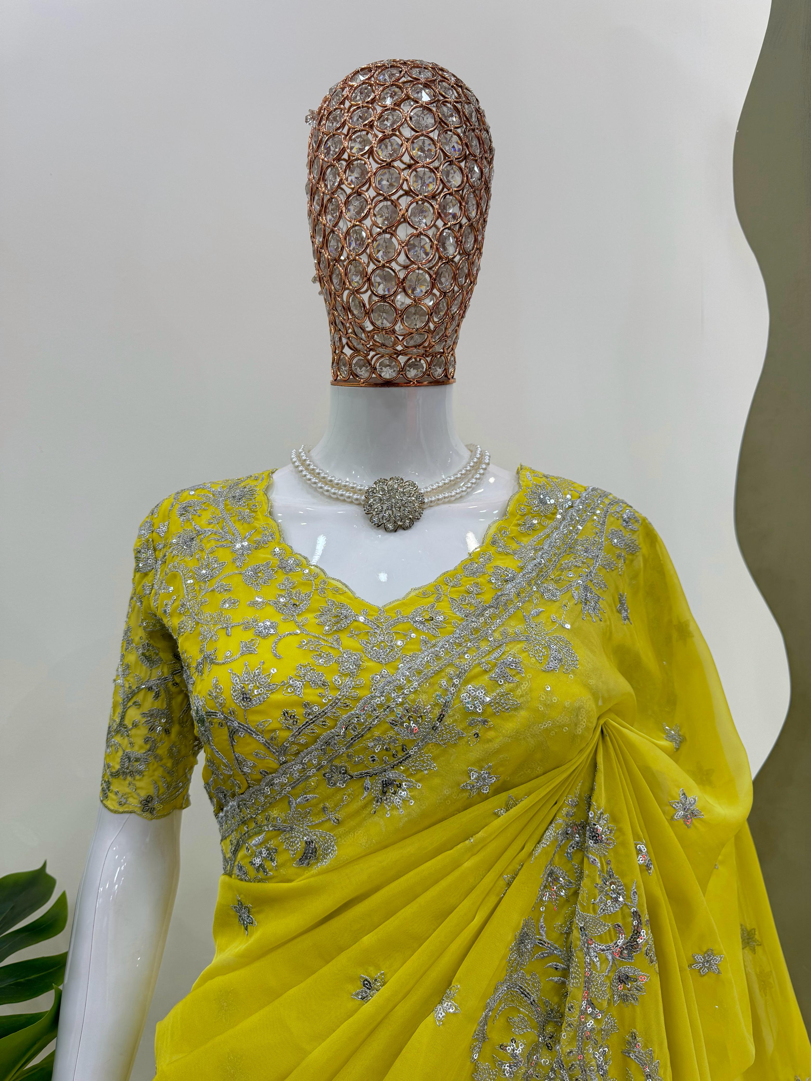 Tibby Silk Thread & Sequins Work Saree – KD-527.999SS
