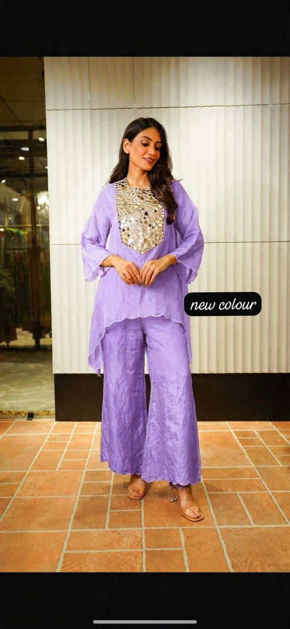 Designer Tebby Silk Embroidered Co-Ord Set for Women with Mirror Work – Festive Wear_ssvf_F4U 1048
