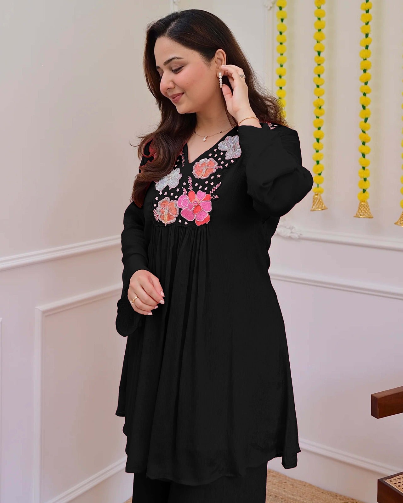 Elegant Festive Georgette Co-Ord Set for Women with Embroidery Work – Party & Daily Wear_ssvf (M to 3XL)