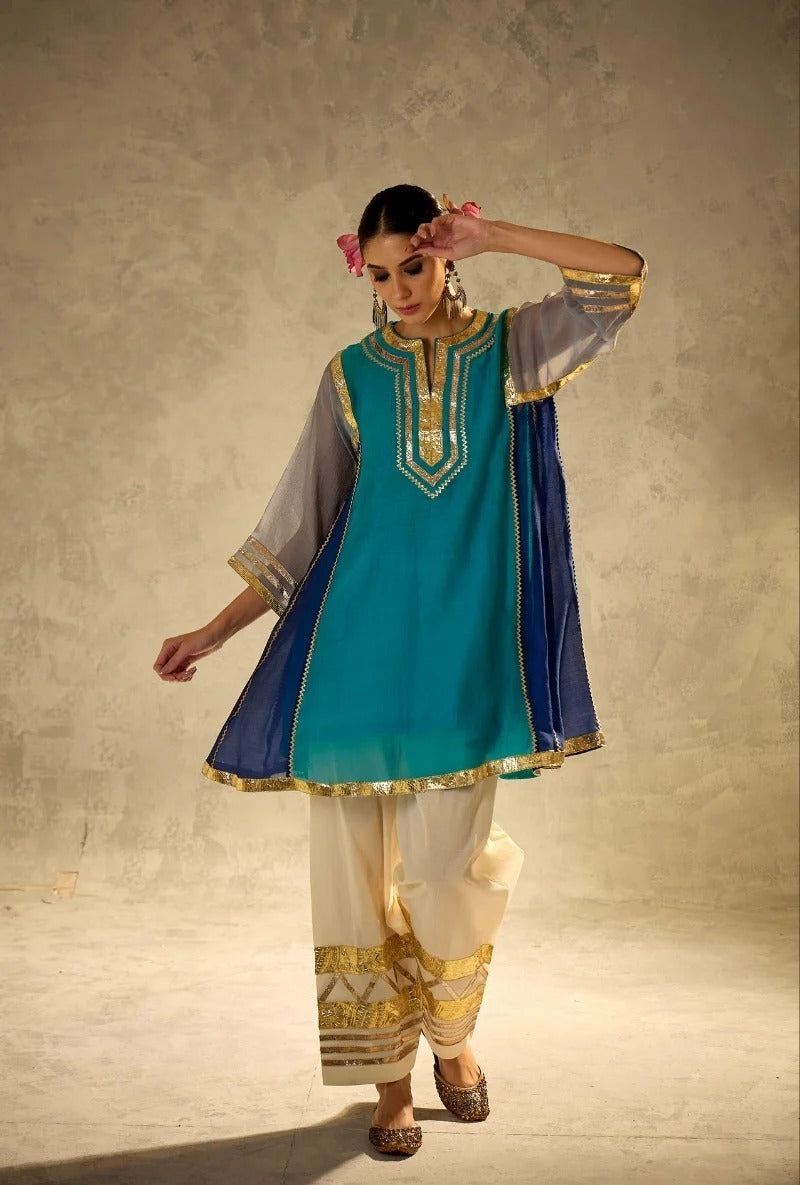 Designer Chanderi 2 Piece Suit with Lace Work ssvf.kr1002
