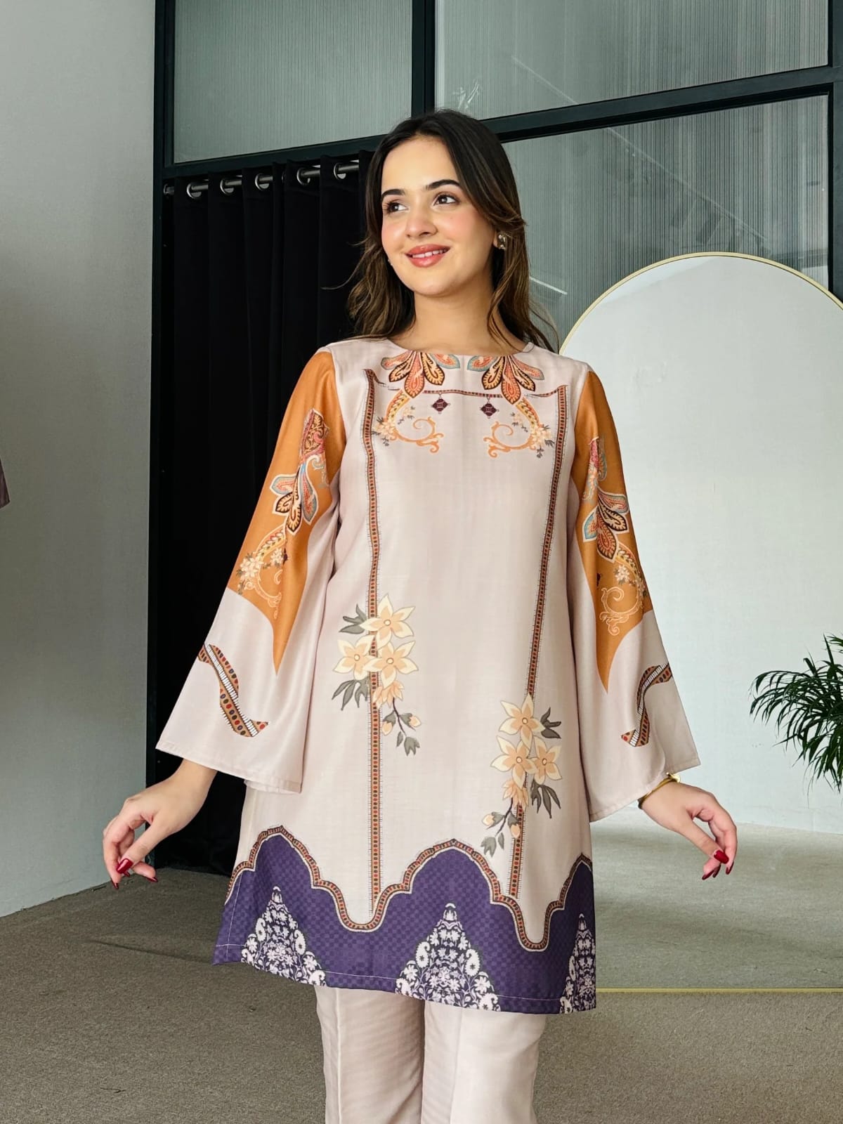 Designer Digital Print Co-Ord Set for Women in Rayon Cotton with Ankle Length Pants(ssvf_650)