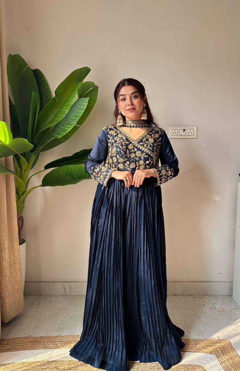 Gulnaar – Blooming Vichitra Embroidered Kurti Set with Dupatta | Premium Party & Festive Wear