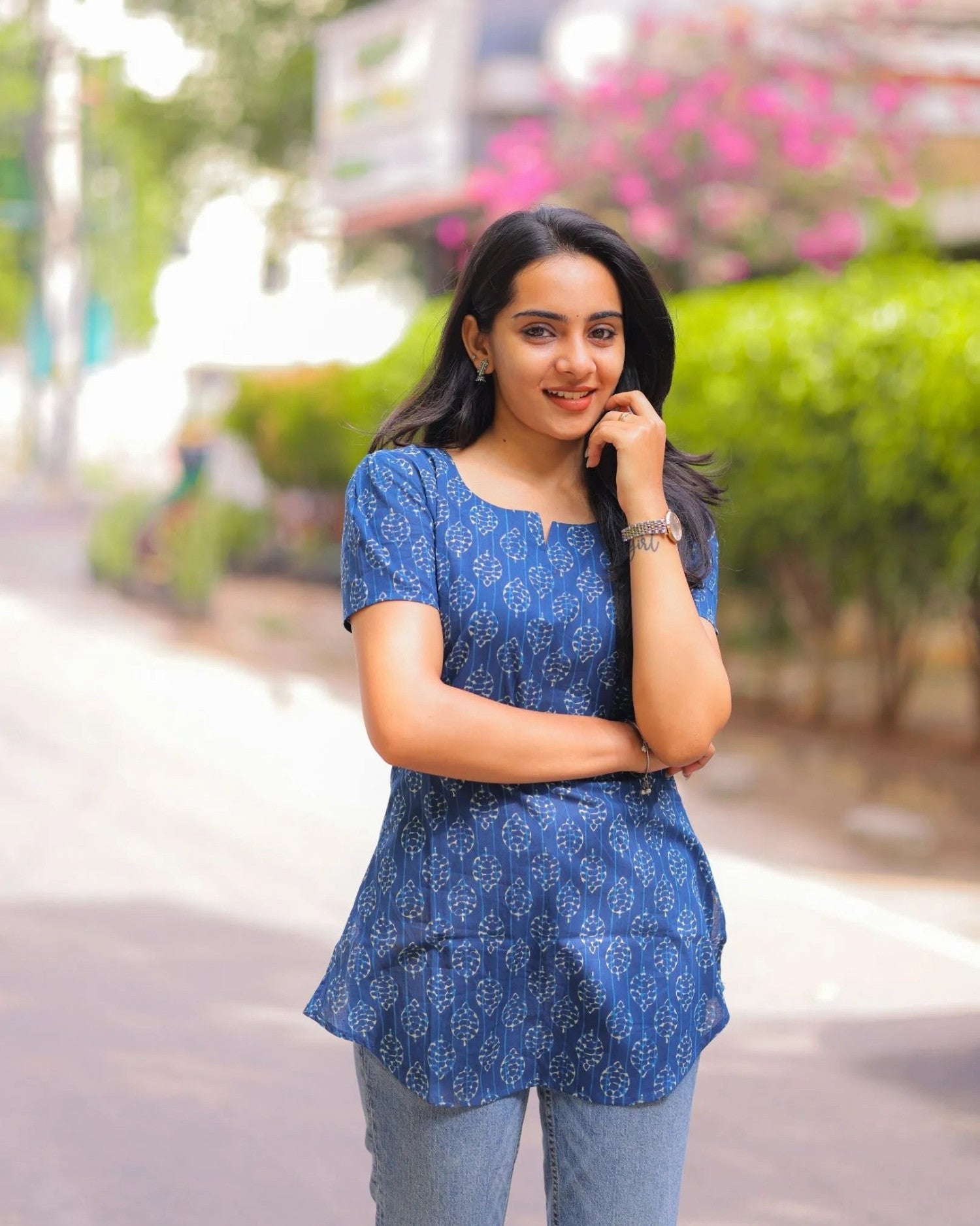 Azure Blue Cotton Short Top