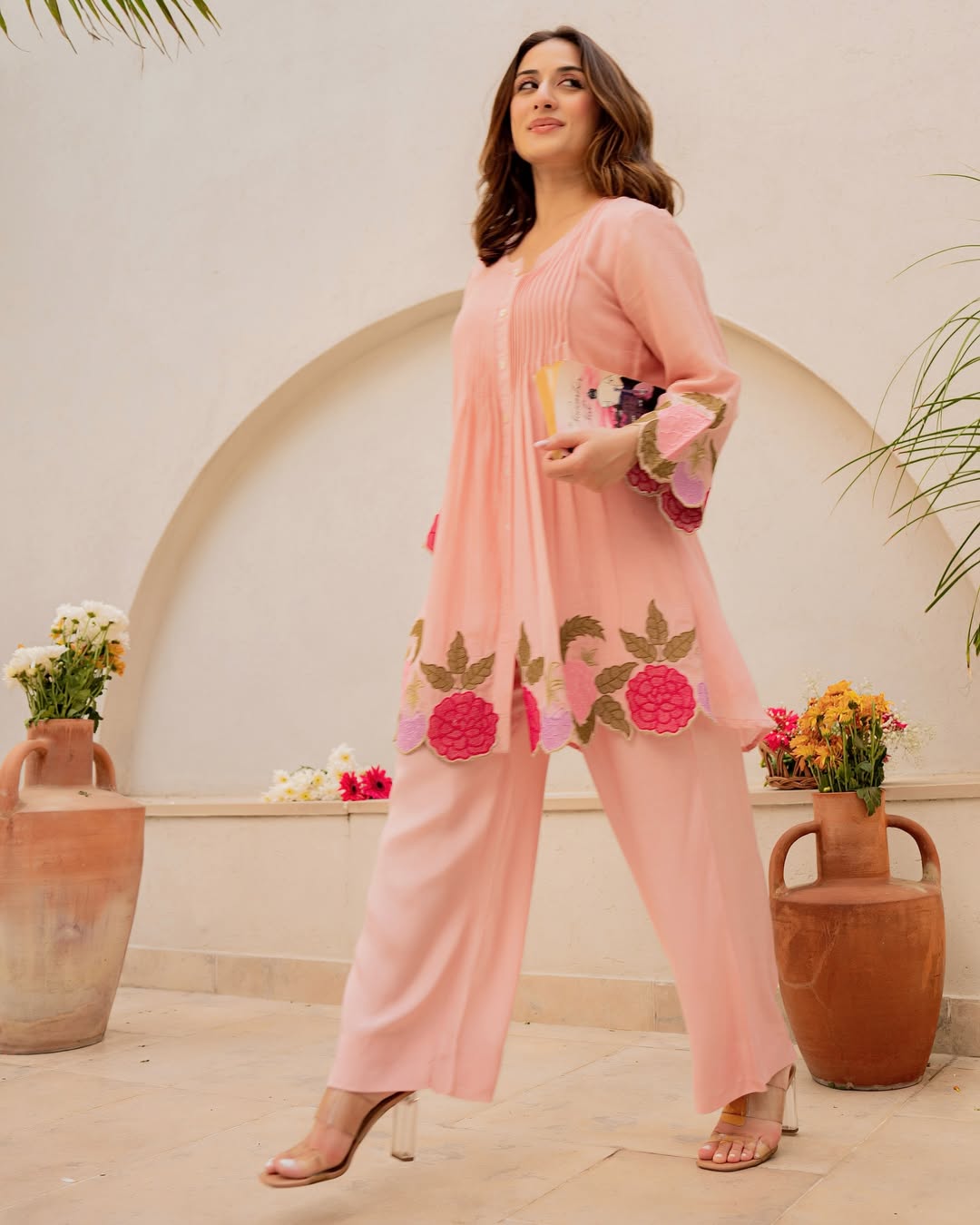 Mul Chanderi Embroidered Cord Set with Bracelet Mul Chanderi Set_ssvf970