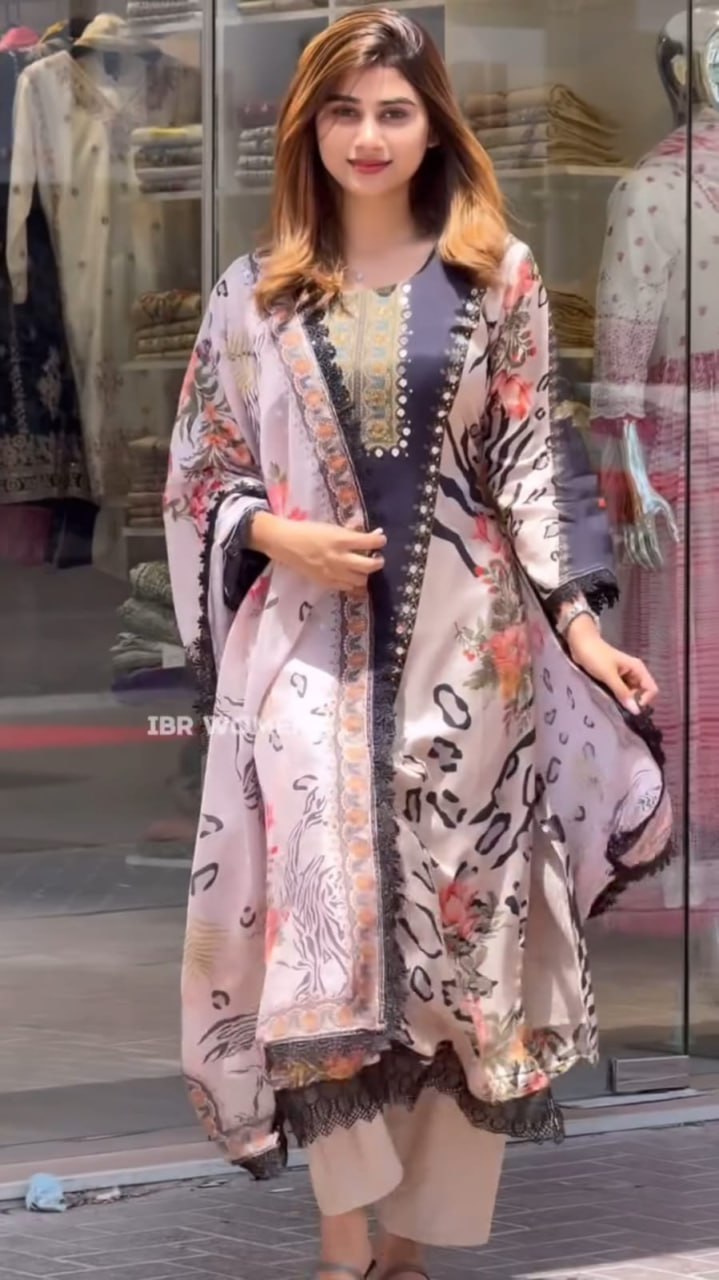 Festive Wear Cotton Suit Set with Mirror & Diamond Handwork (Top Bottom Dupatta) (YD-009 ssvf-949)