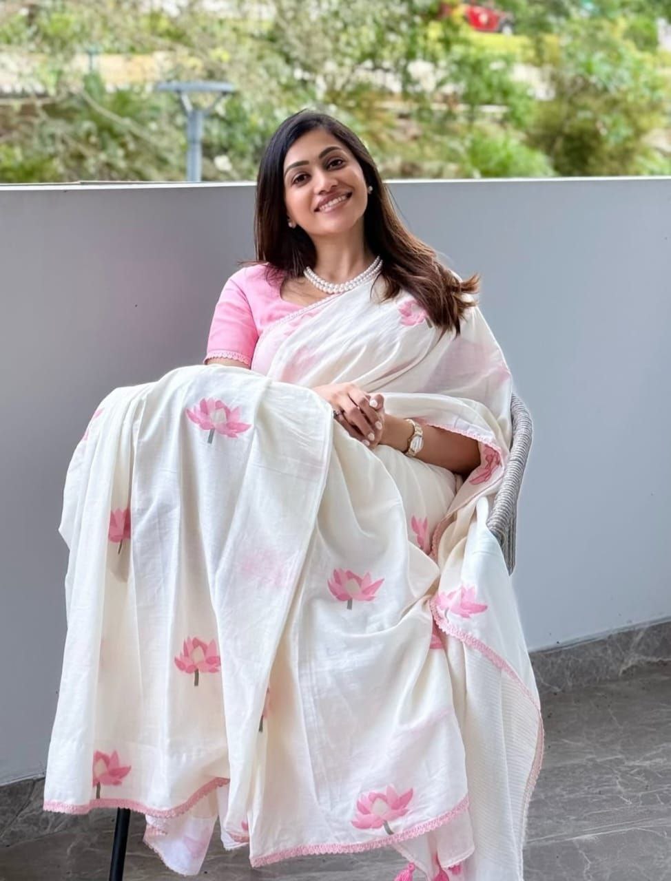 Soft Linen Digital Print Saree with Fancy Lace Border – MG589_599SSV