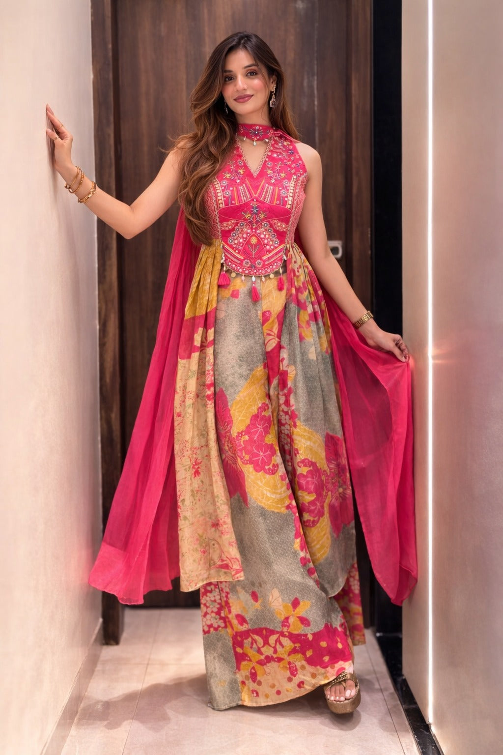 Premium Pure Chinon Wedding Kurti Set for Women with Hand Work & Chiffon Dupatta_ssvf.1120
