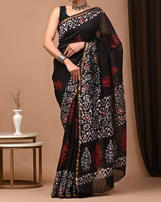 Traditional Soft Chanderi Silk Saree with Gold Zari Border & Digital Print – 6.30 Meters IRO12166I DMNo.630