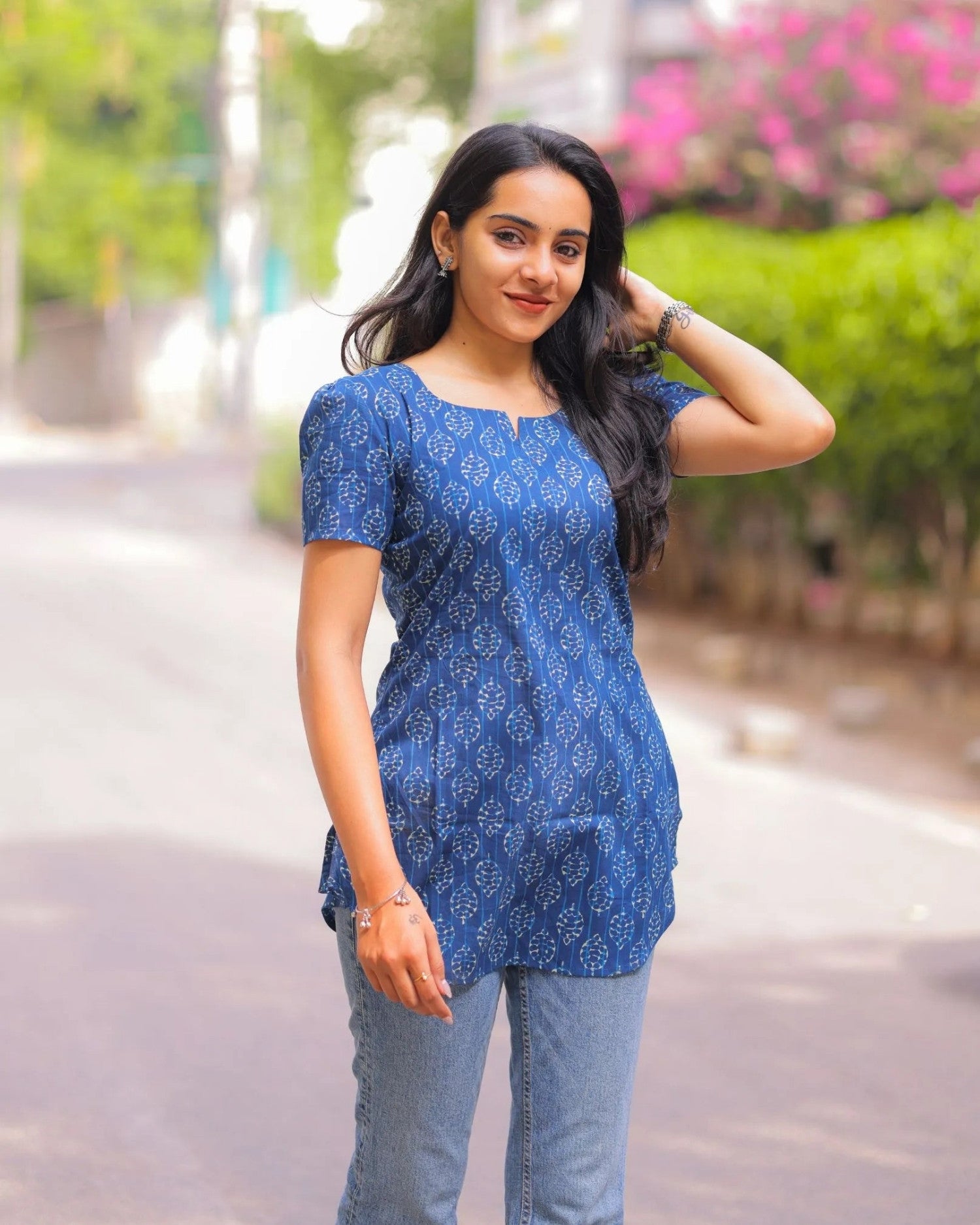 Azure Blue Cotton Short Top