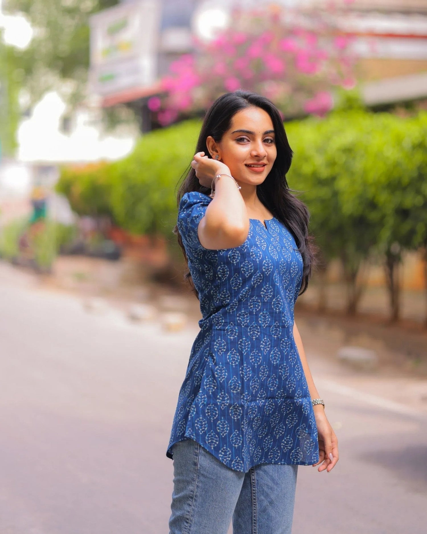 Azure Blue Cotton Short Top