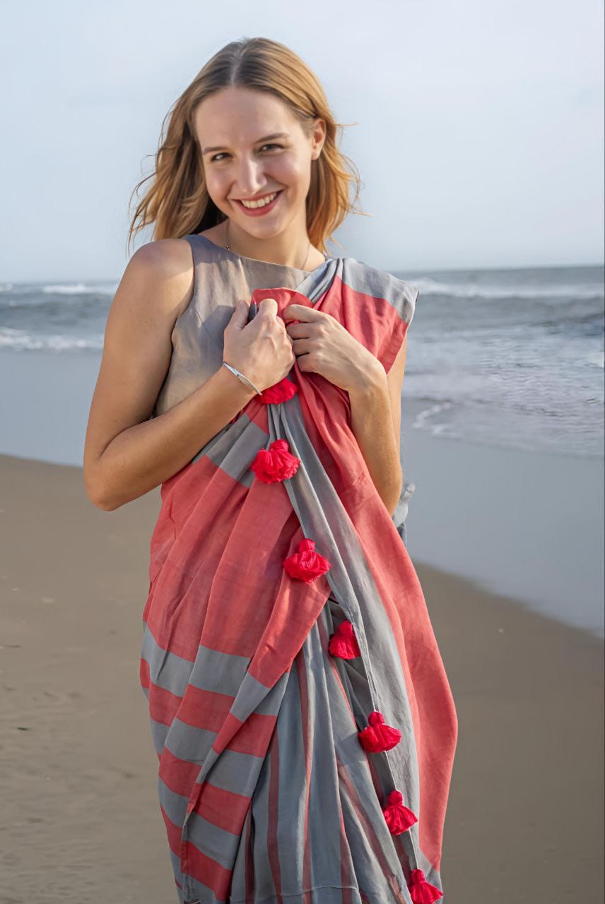 Linen Digital Print Saree with Fumka Border – MG583_560SS
