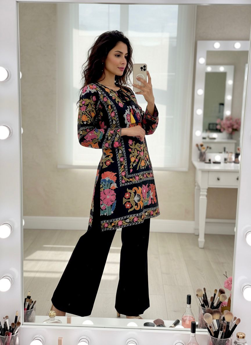 Elegant Black Magic Cotton Co-Ord Set with Palazzo | Premium Women's Casual & Ethnic Wear_ssf850