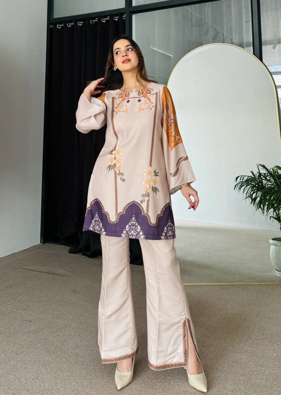 Designer Digital Print Co-Ord Set for Women in Rayon Cotton with Ankle Length Pants(ssvf_650)