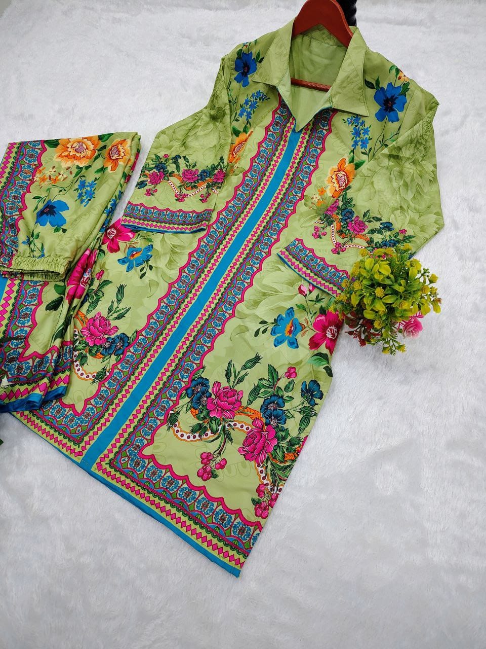 Printed Crepe Cord Set for Women YD_040_599